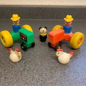 Vintage Fisher-Price little people tractor and cowboy set